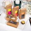 25pcs Brown Kraft Paper Gift Packaging Box Macaron Boxes with Clear Display Window Mini Cookie Boxes Candy Treat Boxes