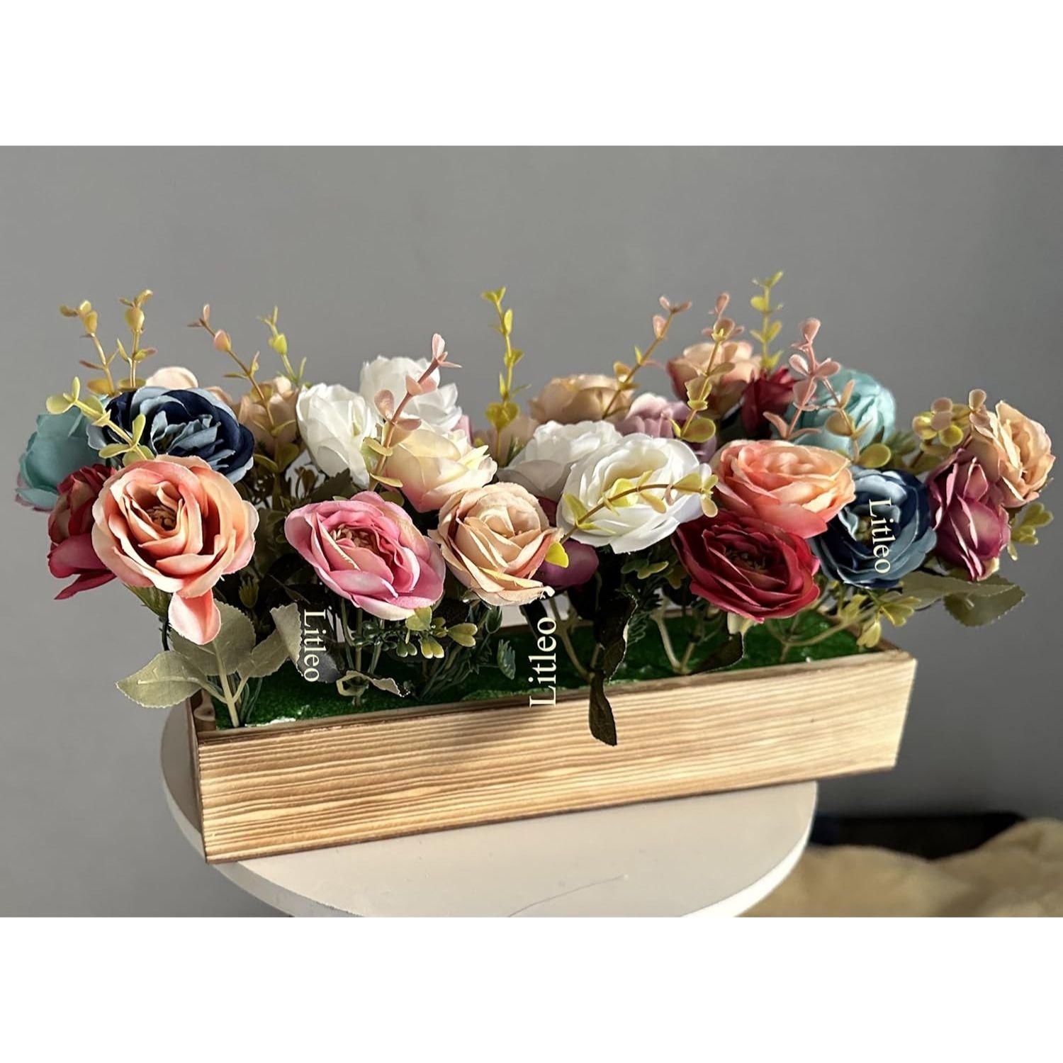 

Wooden Pot with Multi-Design Dry Artificial Flowers, Perfect Home Office Gift, Elegant Décor (Multi Long)