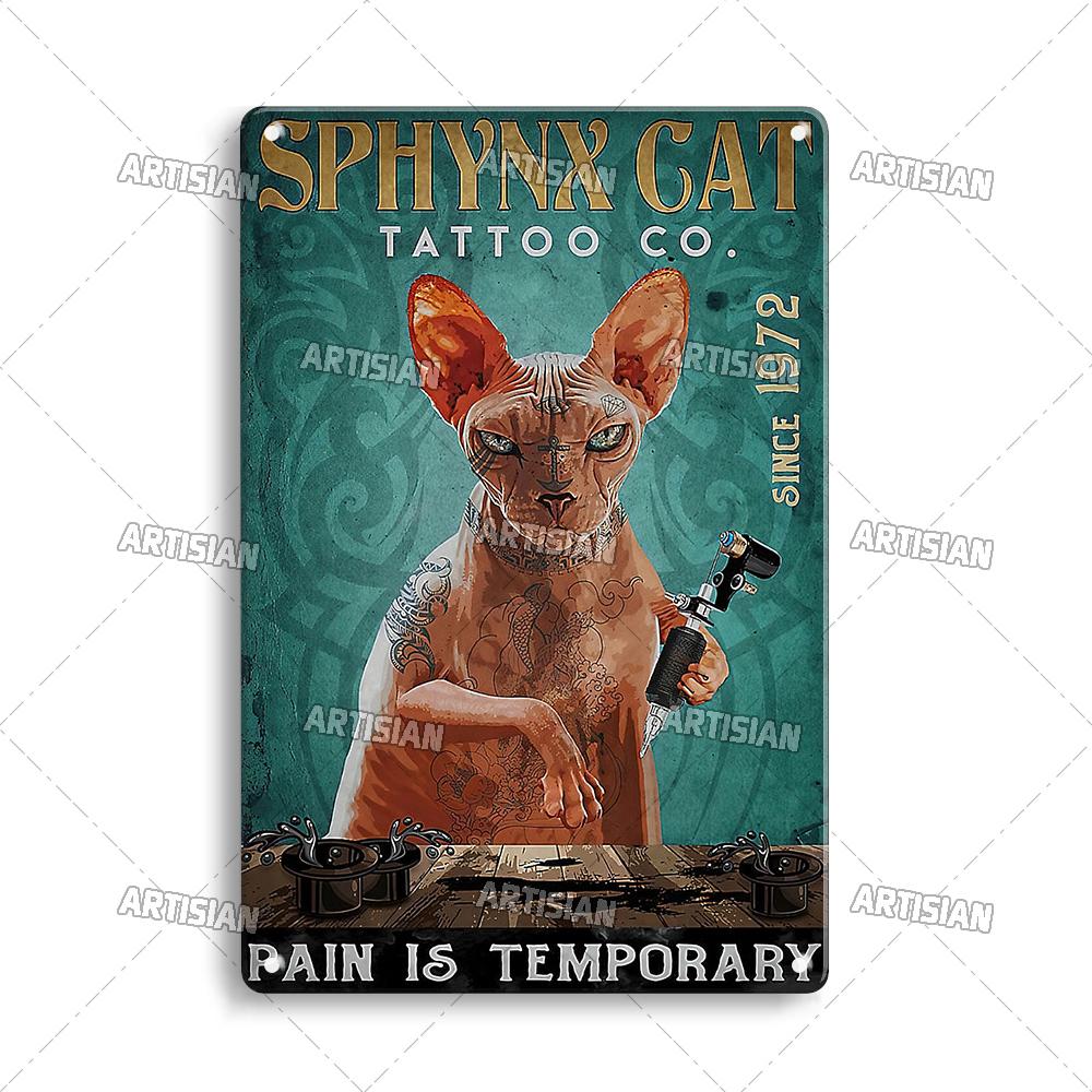 Mfoever  Artisian Funny Pet Retro Metal Sign Salem Sanctuary Cat Vintage Decorative Tin Plate Bar Pub Club Home Man Cave Wall Decor