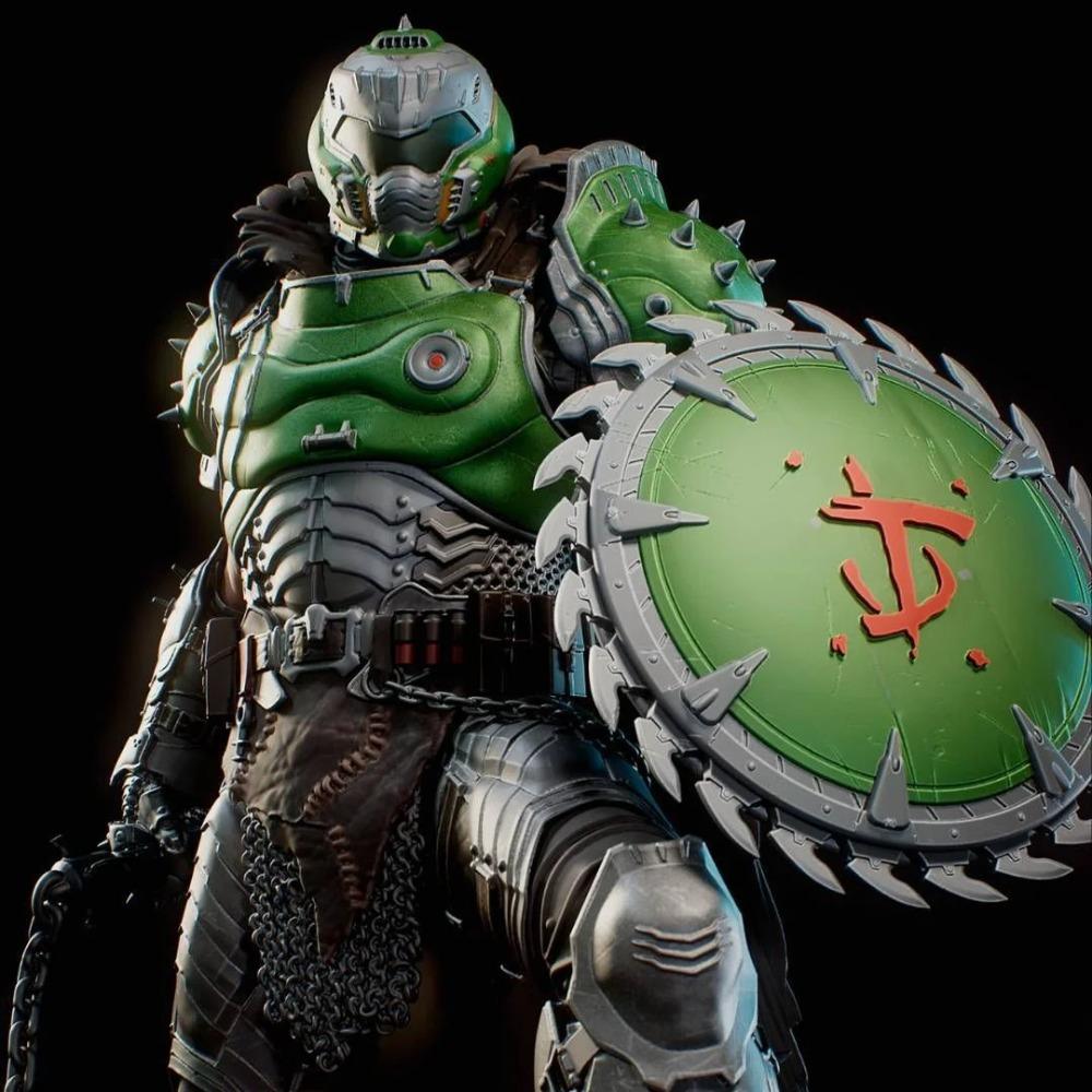 Maßstab 1/24 Höhe 80mm Harzfigur Doom Krieger Dämonenschlächter Modellbausatz Unmontiert und Ungemalt 3D-Druck Spielzeug 1280