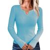 Women's Casual Solid Color V Neck Slim Button Knit Sweater Long Sleeved Base Sweater Sweater