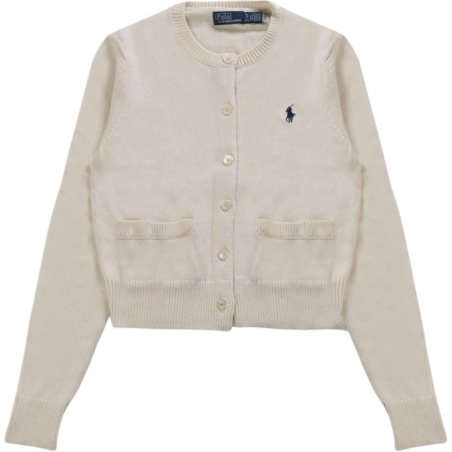 

Женский вязаный свитер Polo Ralph Lauren с вышитым логотипом, круглым вырезом и длинными рукавами на пуговицах, бежевый 211959296-002 XS