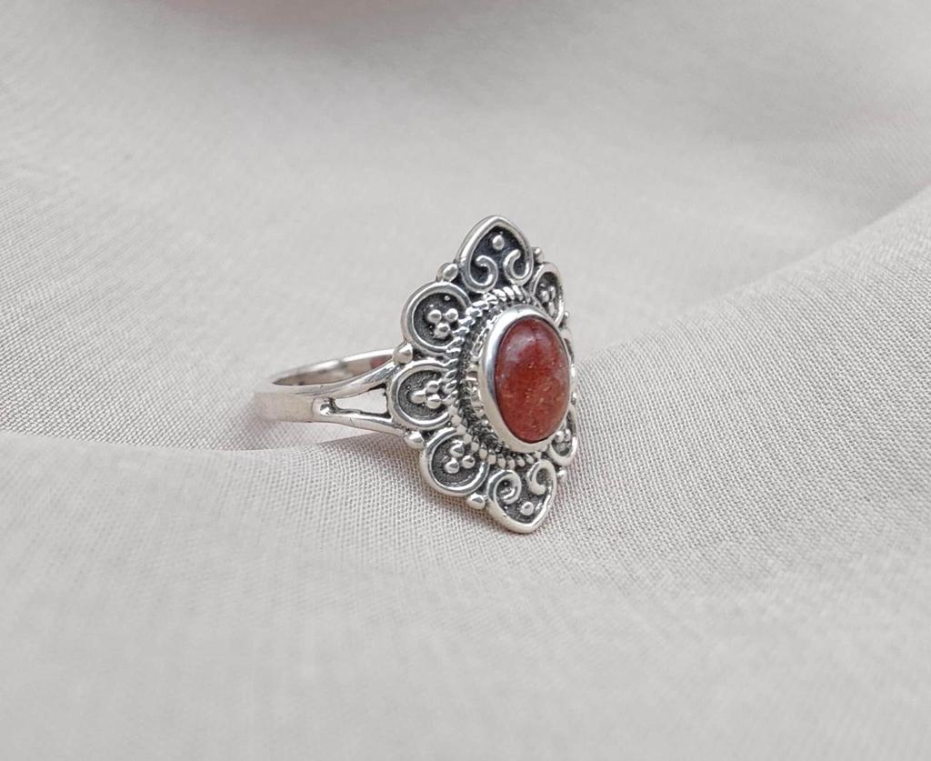 Handmade Sunstone Ring: Sterling Silver Boho Gemstone Jewelry