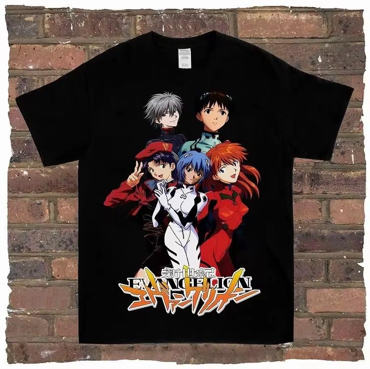 

Anime EVA Neon Genesis Evangelion unisex cotton Tshirt Oneck Short sleeve 2026 summer Mens Harajuku Rei Ayanami graphics Tees S