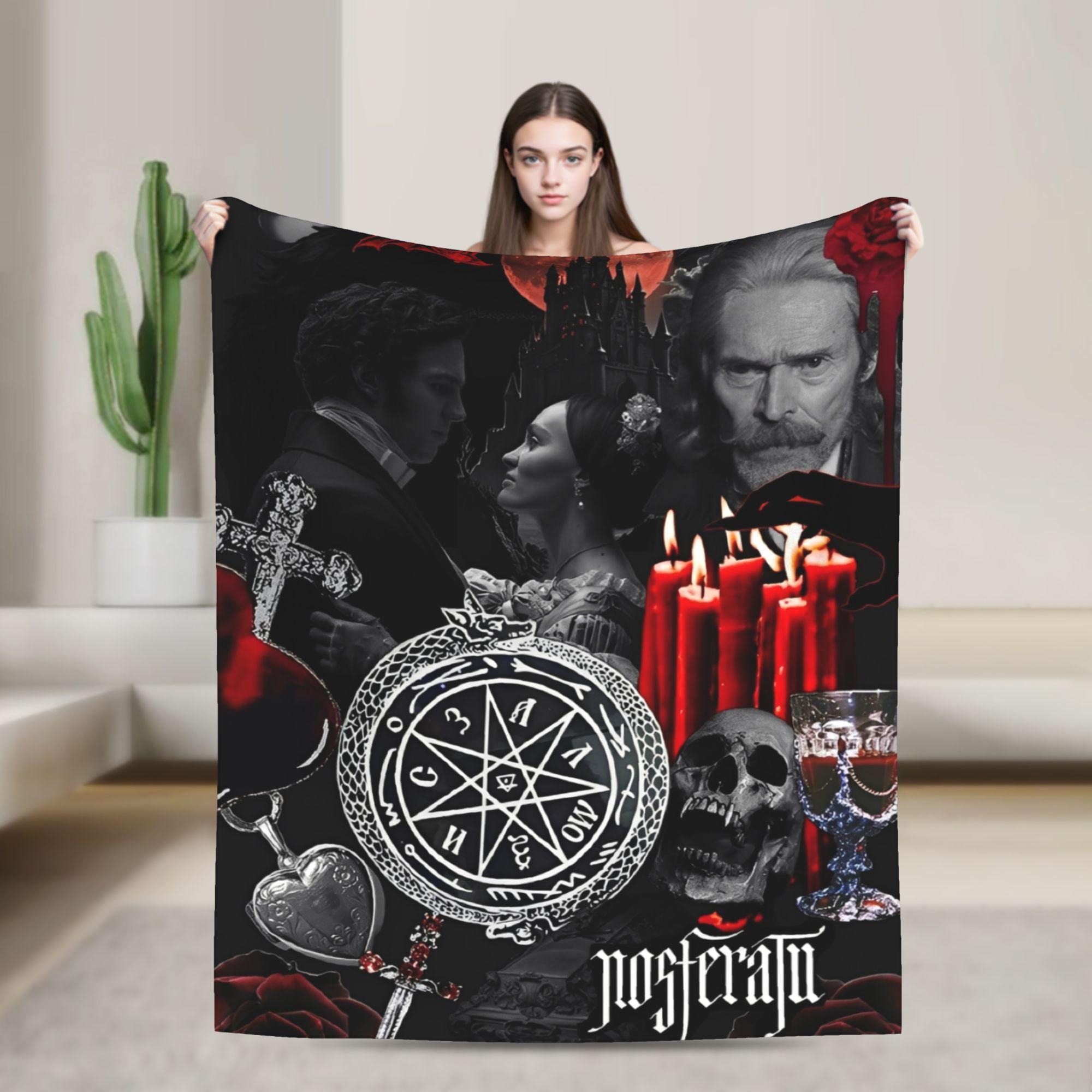 

Nosferatu Vampire Dracula Flannel Throw Blanket Horror Movie Halloween Bedding Throws Knitted Blanket Office Thin Multifunction 75x90cm