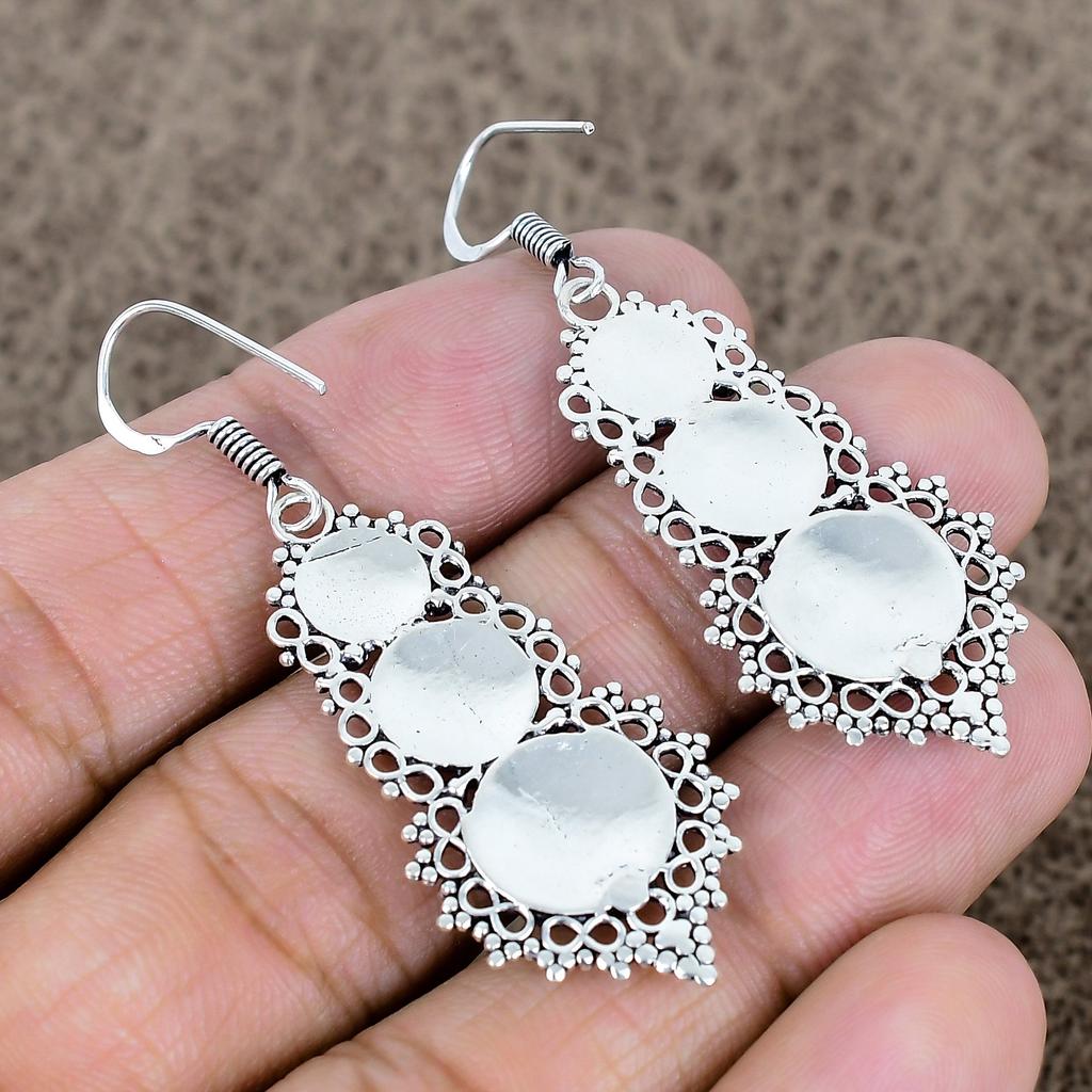 Pink Kunzite Gemstone Handmade 925 Sterling Silver Jewelry Earring 2.25" KKG-762