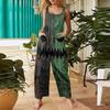 Women's Fashion Halloween Print Casual Vintage Sleeveless Button Jumpsuit