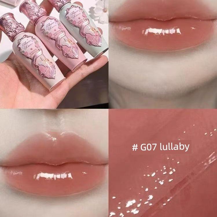 Flower Knows Midsummer Night Film-Forming Lip Gloss Nude Color Series Lip Glaze Little Flower Fairy Whitening Glass Lip Hydrating Mirror Lipstick
