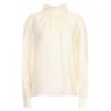 Shop Women Frill Neck Sheer Long Sleeve Blouse Light Beige Con Wbl 20636