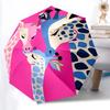 1pc Giraffe Family Automatic Folding Umbrella, 8-Rib Durable Iron Frame, Compact Travel Umbrella for Women & Men 055