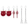6 Pairs Women Studs Holiday Earrings Halloween Devil Spider Skull Ghost Earrings Cool Dangle Earring Party Jewelry Lover