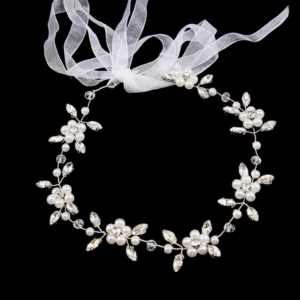 

1 Piece Blue Crystal Pearl Flower Headband, Forest Fairy Style, Suitable for Bridal Look / Daily Updos / Party Wear