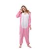 Animal Cartoon One-Piece Pajamas Pink Threaded Low Fleece Couple Loungewear