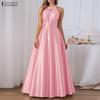 Women Casual Off Shoulder Elegant Sleeveless Long Dress