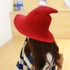 Women Witch Hat Wizard Hat Halloween Witch Pointed Hat Knitted Wool Cap Adult