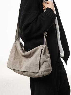 Dámská velká plátěná crossbody taška: Retro japonský styl, všestranný batoh pro vysokoškoláky