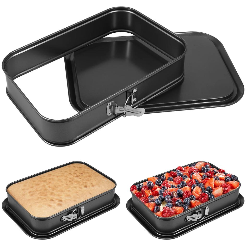 Springformspanna Non-Stick Cheesecake Bakform Läcksäker Rektangulär Kaklås Bakform med Löstagbar Lös Botten för Köket