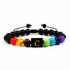 European Obsidian Alphabet Bracelet: Adjustable Seven-Color Rainbow Yoga Design for Men and Women