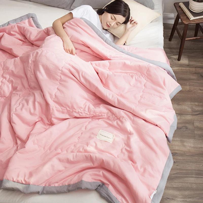 

Simple Class A Machine Washable Cotton Air Conditioning Quilt Xia Liang Quilt Summer Student Dormitory Thin Quilt 150x200cm 1pcs