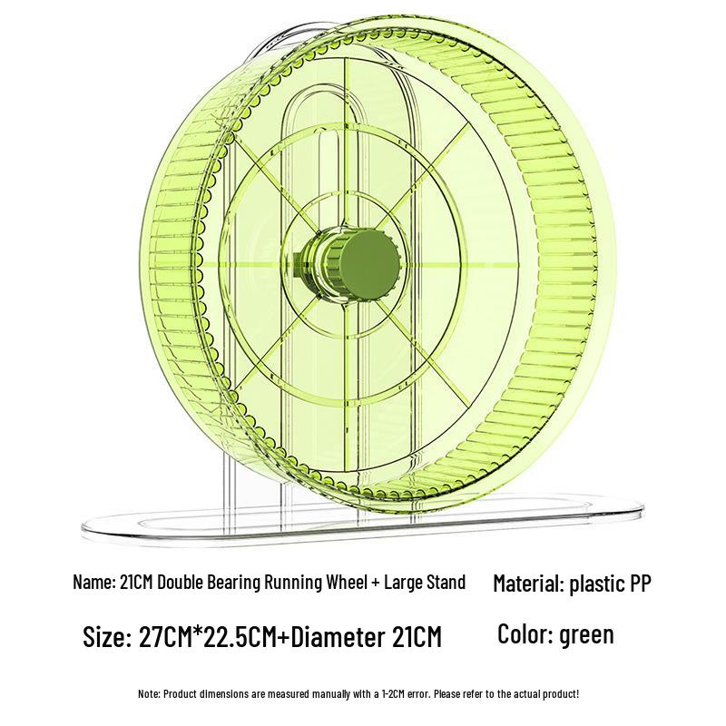 Extra Large Silent Hamster Running Wheel with Stand & Double Bearings - Includes Exercise Flywheel, One-Piece Design, Free Shipping