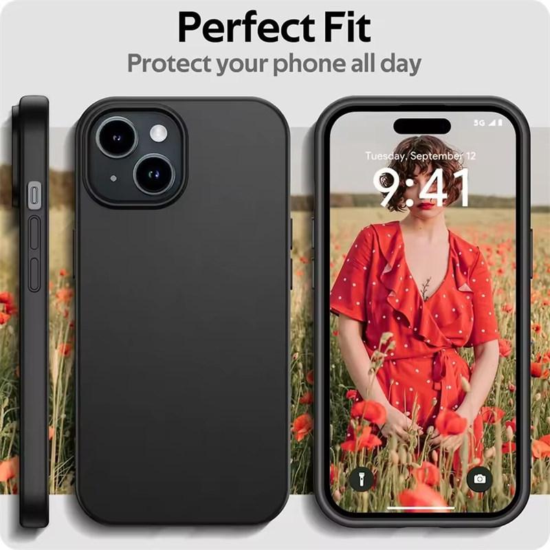 Luxusní matný silikonový měkký obal pro iPhone 17 Air 16 15 14 Plus 13 12 Mini 11 Pro Max XR XS 7/8 Ultratenký pevný černý kryt