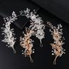 Zinc Zinc Alloy Leaf Bridal Headband Handmade Bridal Tiara Hair Vine Luxury Crystal Headpiece  Wedding