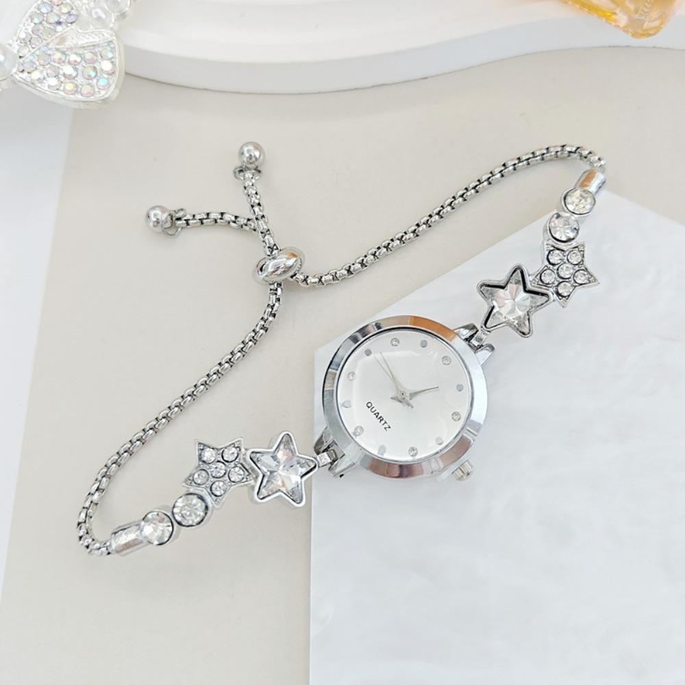Alloy Star Chain Watch Adjustable Quartz Watch Fashion Ladies Wristwatch  for Women Girls
