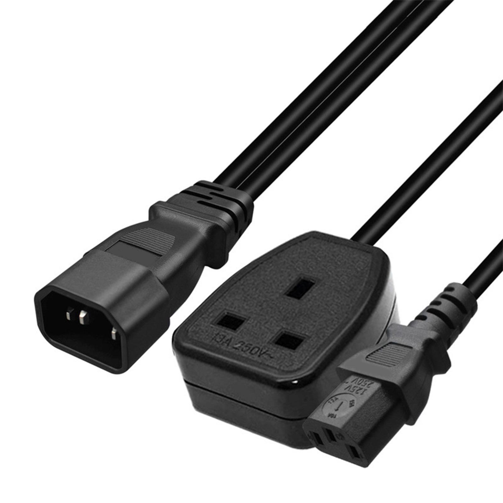 

Universal C14 Male To C13+UK Female Power Adapter Converter 10A Capacity British 3 Pin 0.32Meter