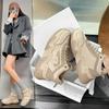 Spring and Autumn new leather breathable sneakers platform casual dad shoes high-top single shoes