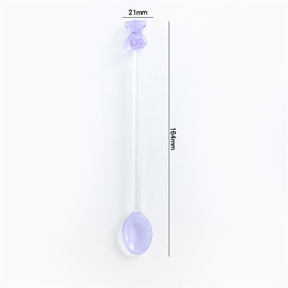 Japanese Style Creative Milk Dessert Teddy Bear Spoon Colorful Transparent Glass Spoon Cute Long Handled Coffee Stirring Spoon