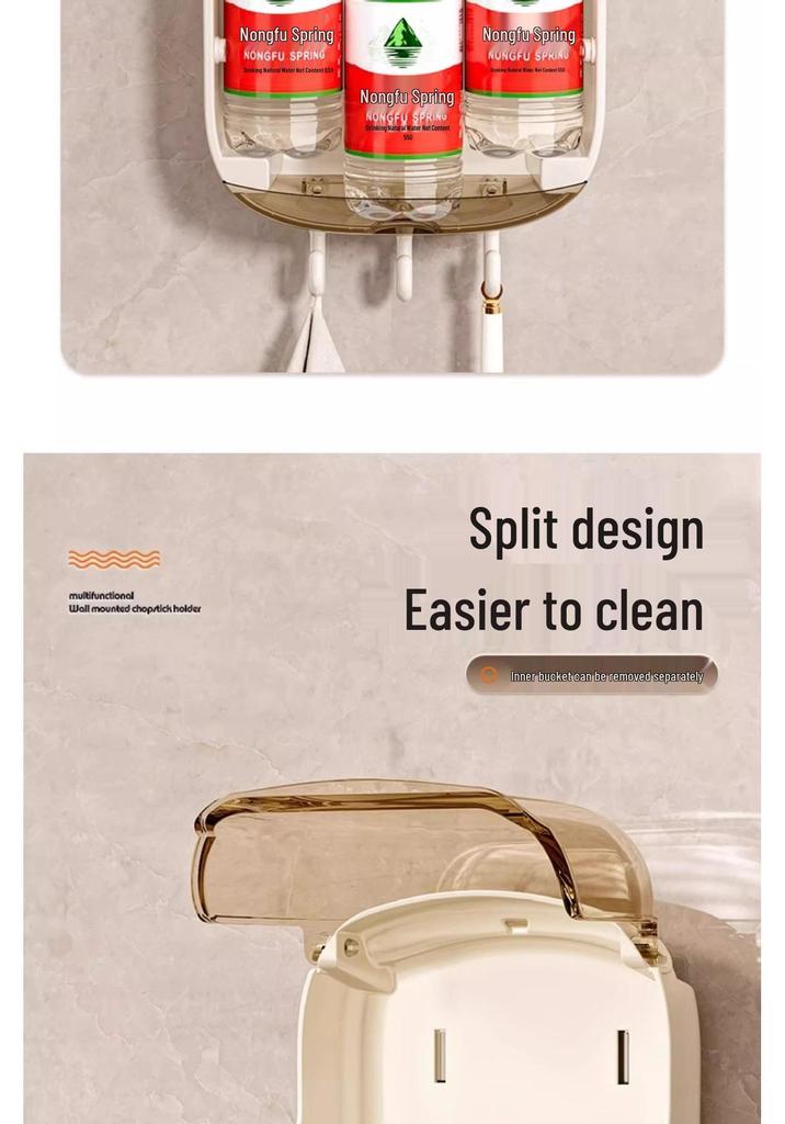 Wall-Mounted Chopstick & Spoon Storage Box with Draining Rack - 2026 Model for Home Kitchen