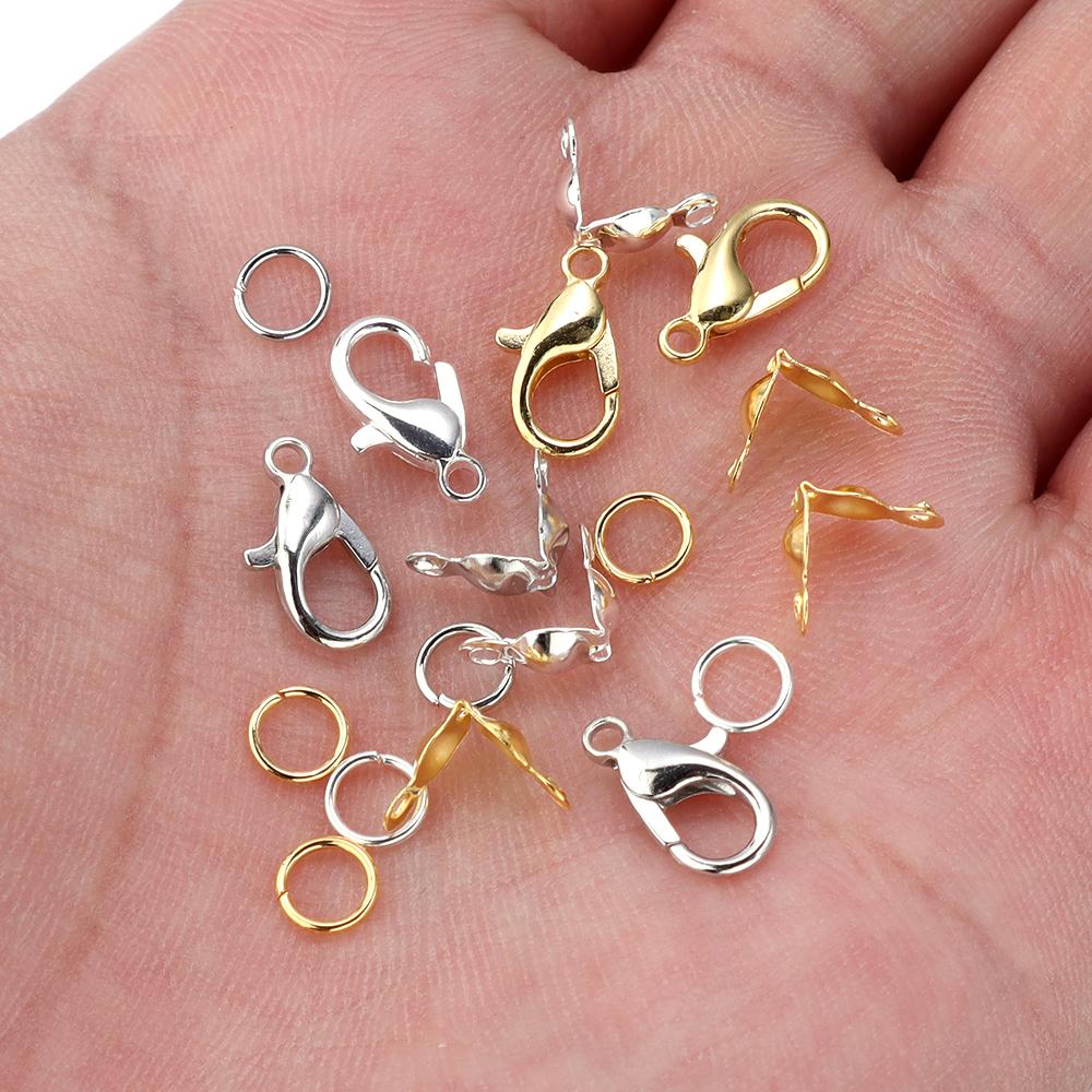 450pcs/Box Lobster Clasp Open Jump Rings End Crimps Beads Box Sets Jewelry Making Kits Handmade Bracelet Necklace Findings