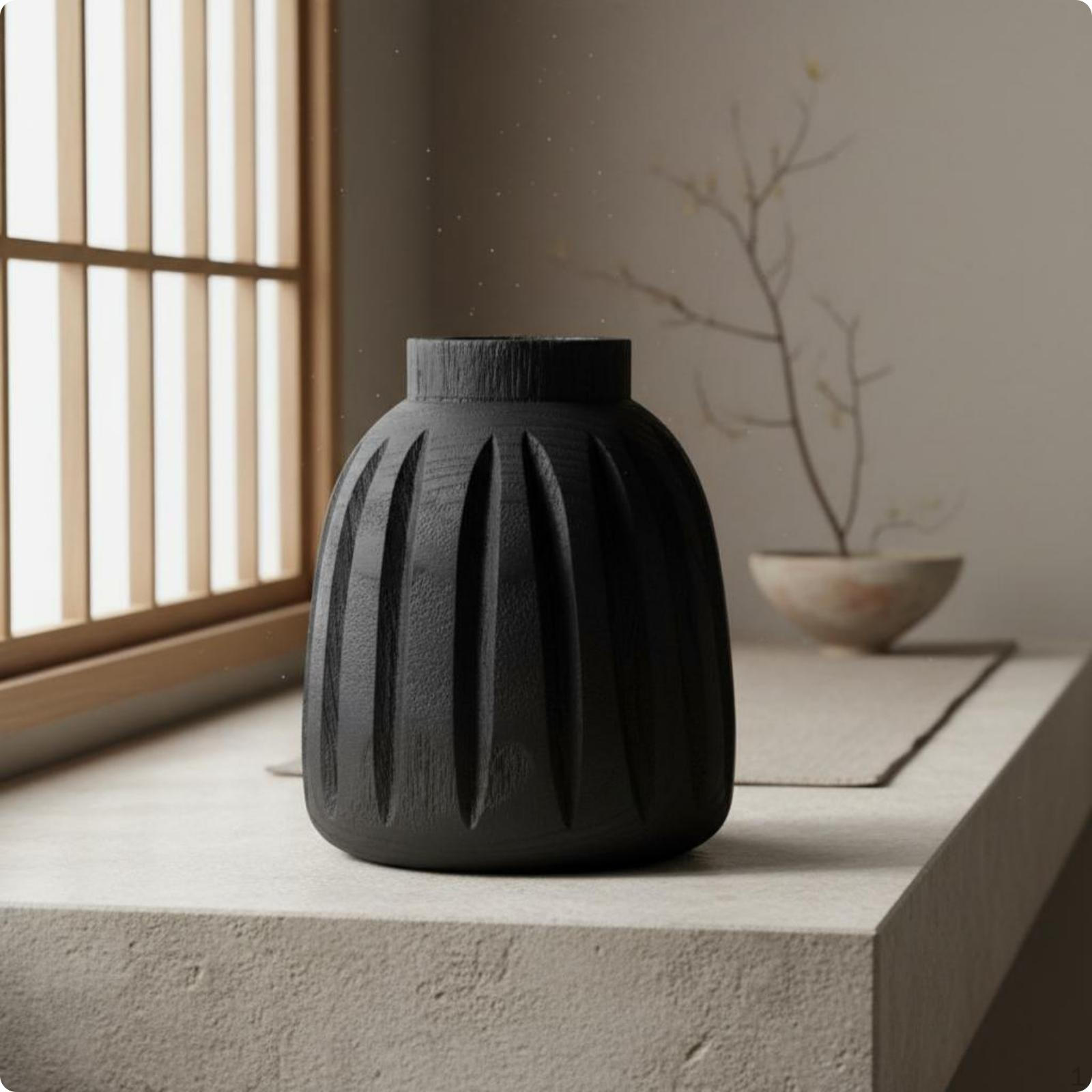 Japanese Aesthetic Vase Tranquil Style Wooden Solid Household Decor Vase a