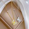 Fritillary Butterfly Minimalist Wind Furnace Real Gold Necklace Female Collarbone Chain