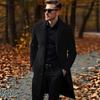 Men's Mid-Length Woolen Coat, Lightweight Color Winter Overcoat Jacket for Fall and Winter
