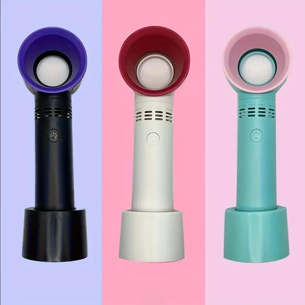 1PC USB Rechargeable Bladeless Handheld Fan, Portable Mini Desktop Fan, with Three Speeds, Suitable for Travel, Officeroom Use.