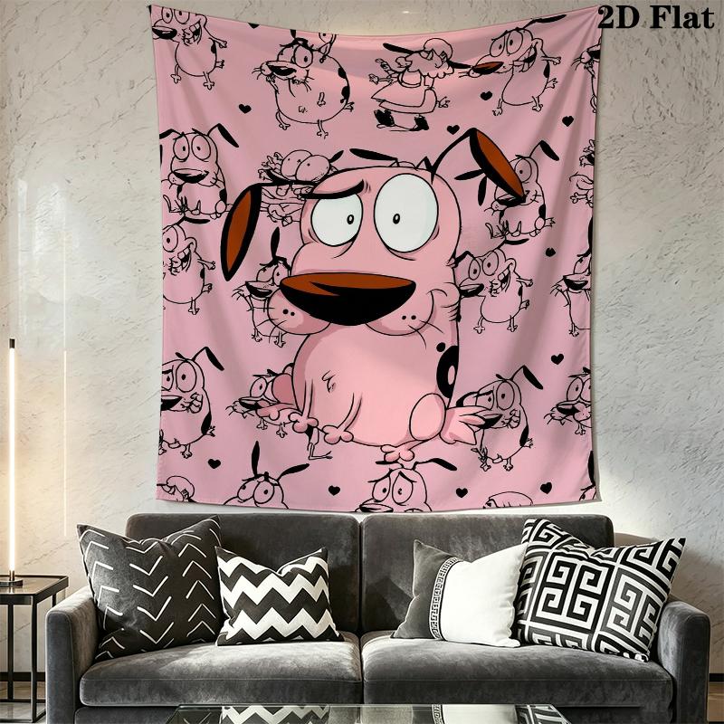 Courage the Cowardly Dog Wall Tapestry Aesthetic Wall Hanging Printed Fabric Blanket Decorative Tapestries for Bedroom Living Room Home Decor