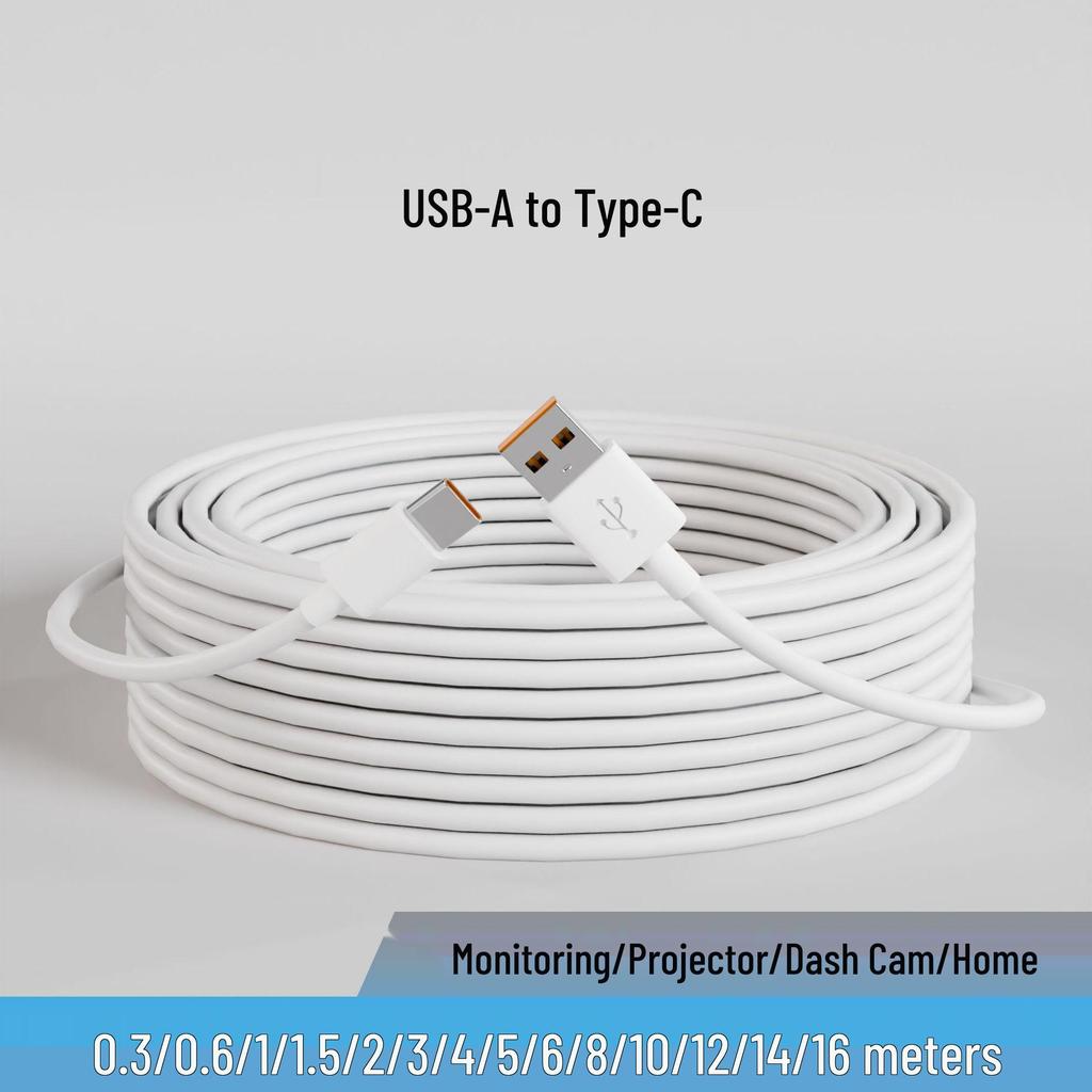 Universal Type-C Data Cable for Android (2m, 3m, 5m, 10m) - Camera, Monitor, Charging Extension
