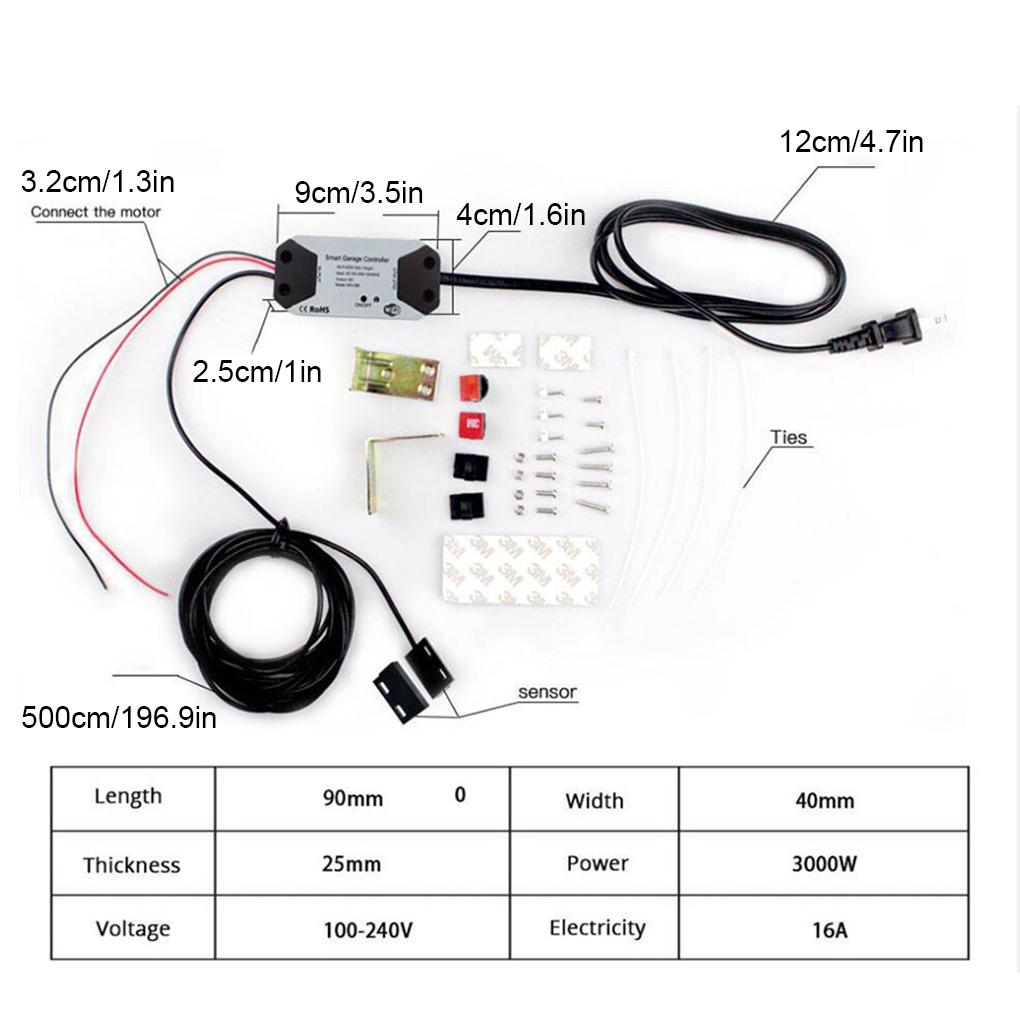 Smart Wi-Fi Garage Door Opener Controller Garage Door Motor Kit Garage Accessory APP Remote