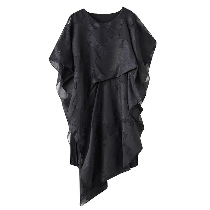 

XITAO Asymmetrical Side Split Hollow Out Fold Women Dress ZMY1048 One Size чёрный