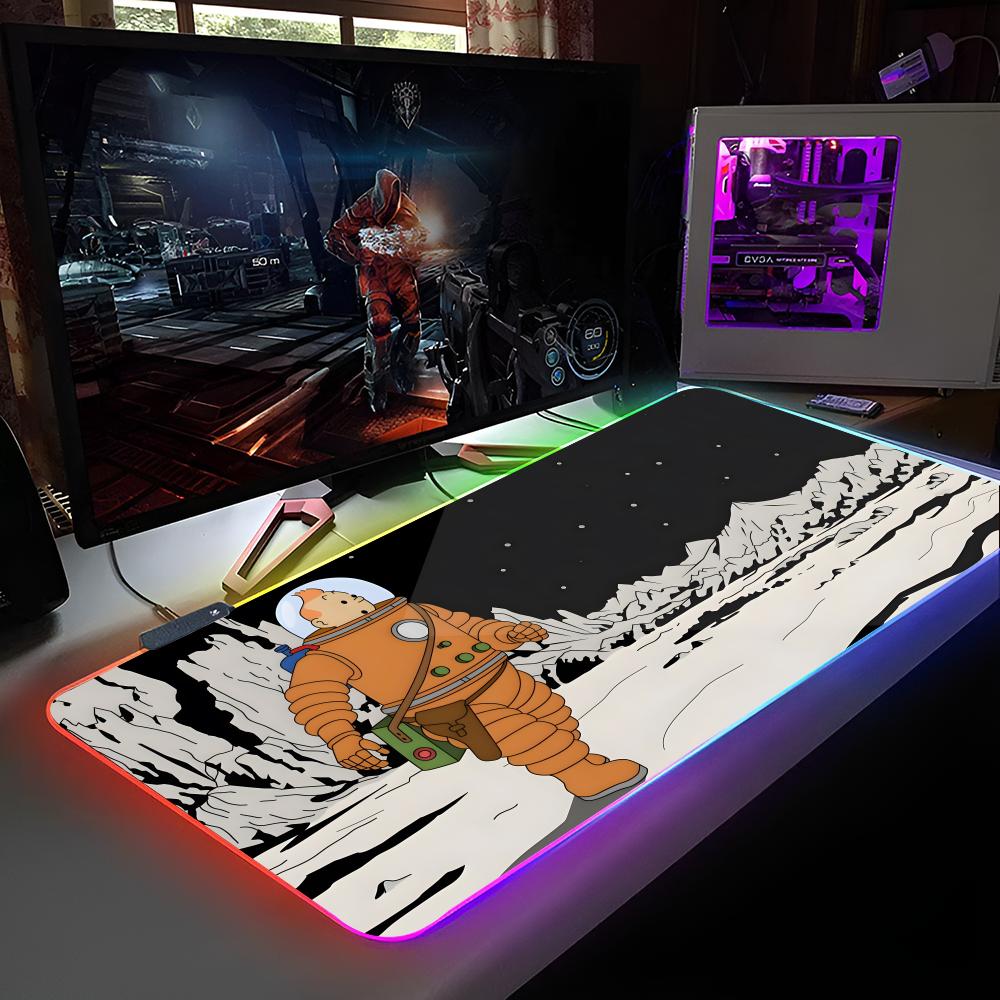 The A-Adventures Of T-TintinEs Mouse Pad RGB Backlit Mouse Pad Laptop Mouse Pad Laptop Gamer Computer Desk Gaming Accessories RGB600x300x3mm