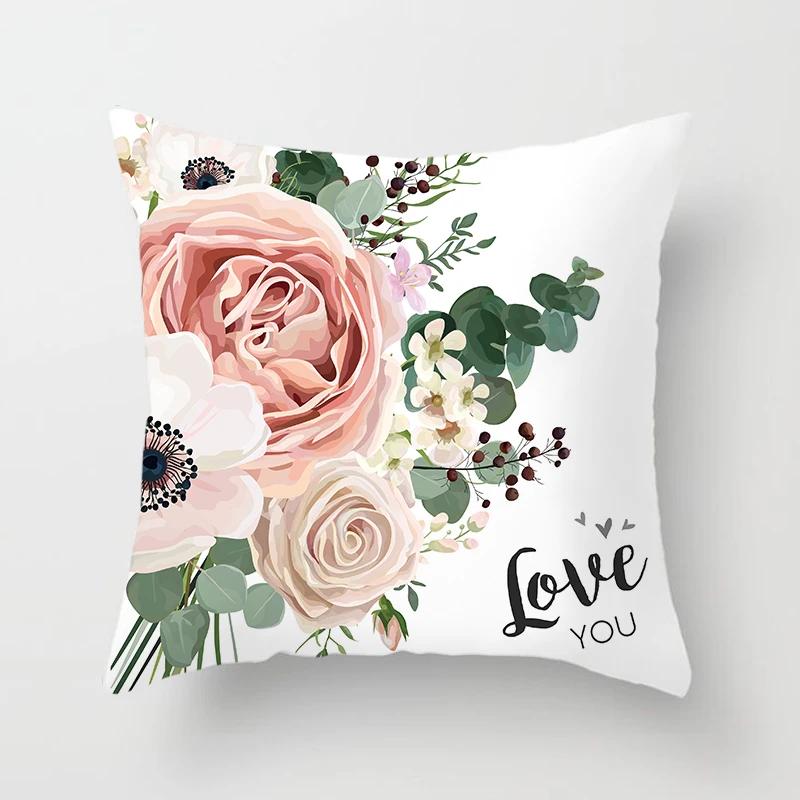Flower Pattern Decorative Sofa Cushion Cover Pillow Pillowcase Throw Pillows Home Decor Pillowcove Pink 40x40cm 50x50 45x45