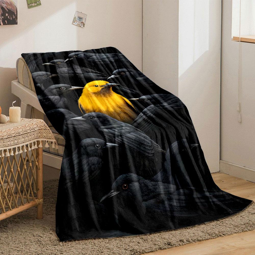 Stand Out Crow Flock Print Blanket Bedroom Blanket for Livingroom Couch Lunch Break Soft Throw for Friend's Festival Gift