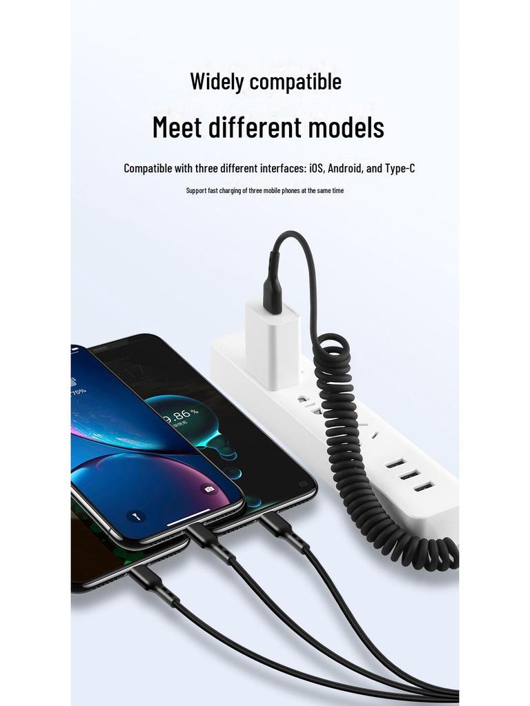 Cablu auto retractabil 3-în-1 de încărcare super rapidă 6A