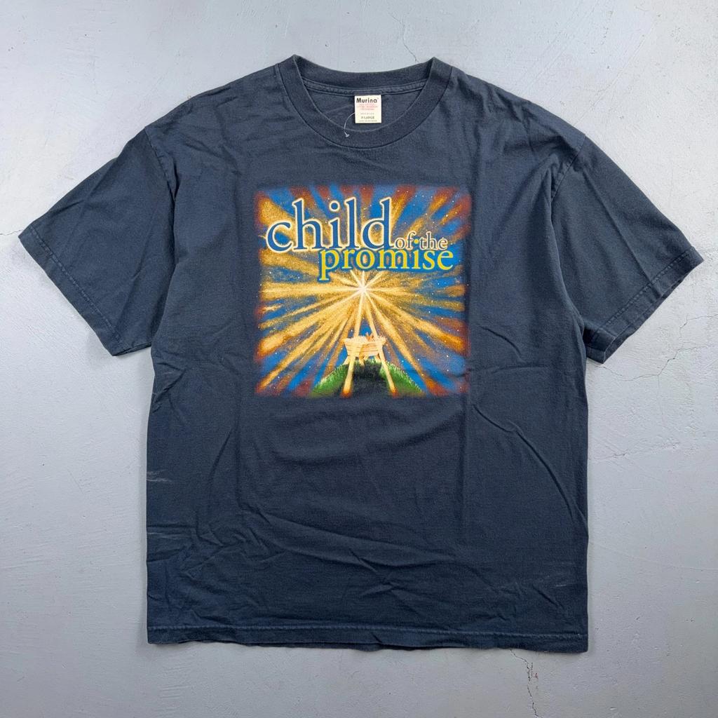 Jesus Christ Child of Promise VTG T Shirt 90s Y2K USA Born Cross Catholic Murina
