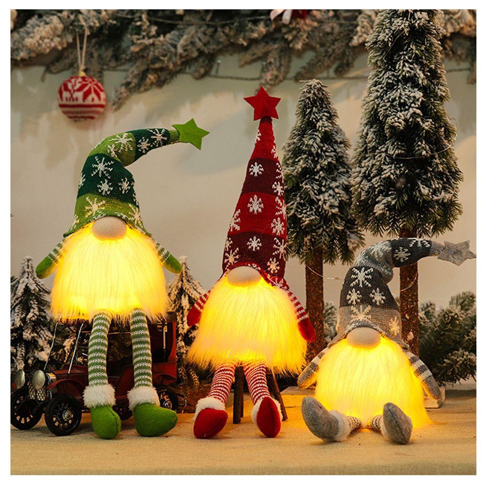 Toys Christmas Decoration Festival Ornaments Old Man Rudolph Glowing Elf Dwarf Goblin Lights Doll