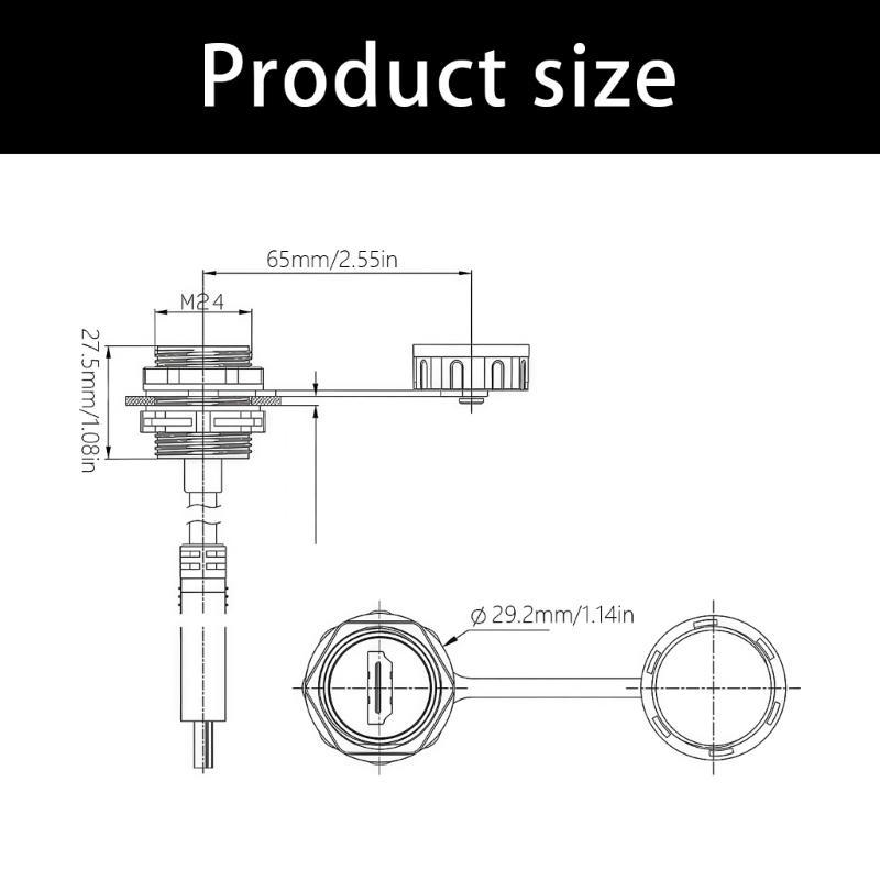 IP68 Waterproof HDTV Coupler Panel Mount Pass Through Connector Female To Female With Cover For Outdoor And Indoor Use