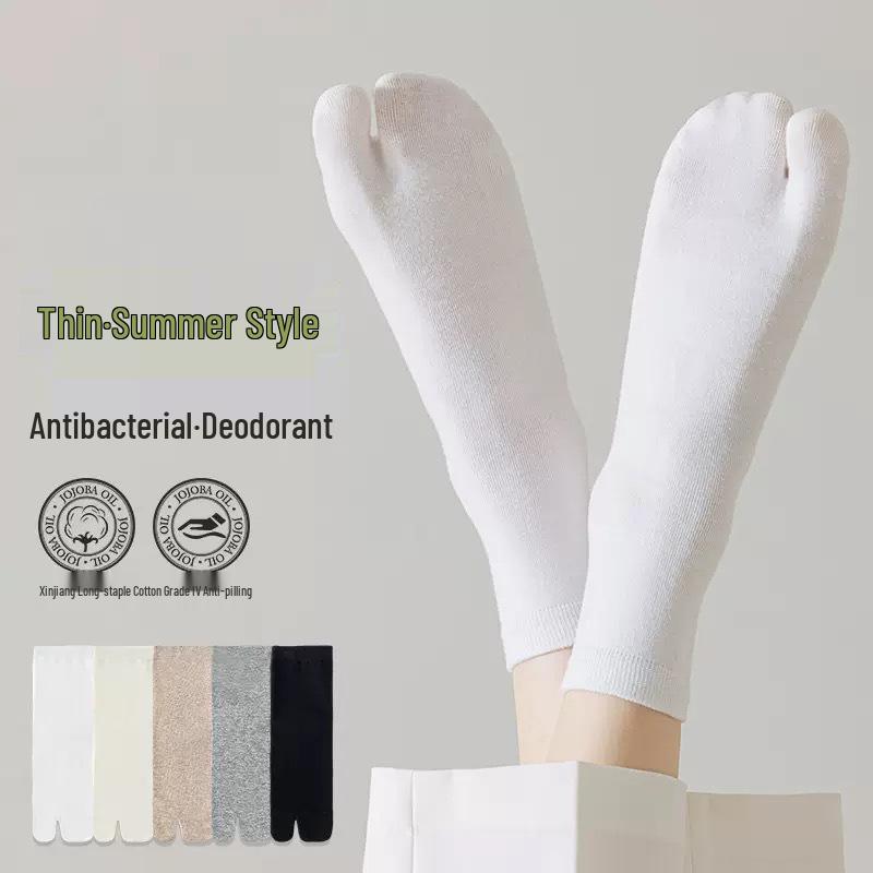Women's Velvet Mid-Calf Flip-Flop Socks - Summer Thin Split-Toe Design