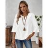 2026 Spring/Summer Bohemian Style Women's Linen Lace Trim V-Neck Three-Quarter Sleeve Casual Blouse