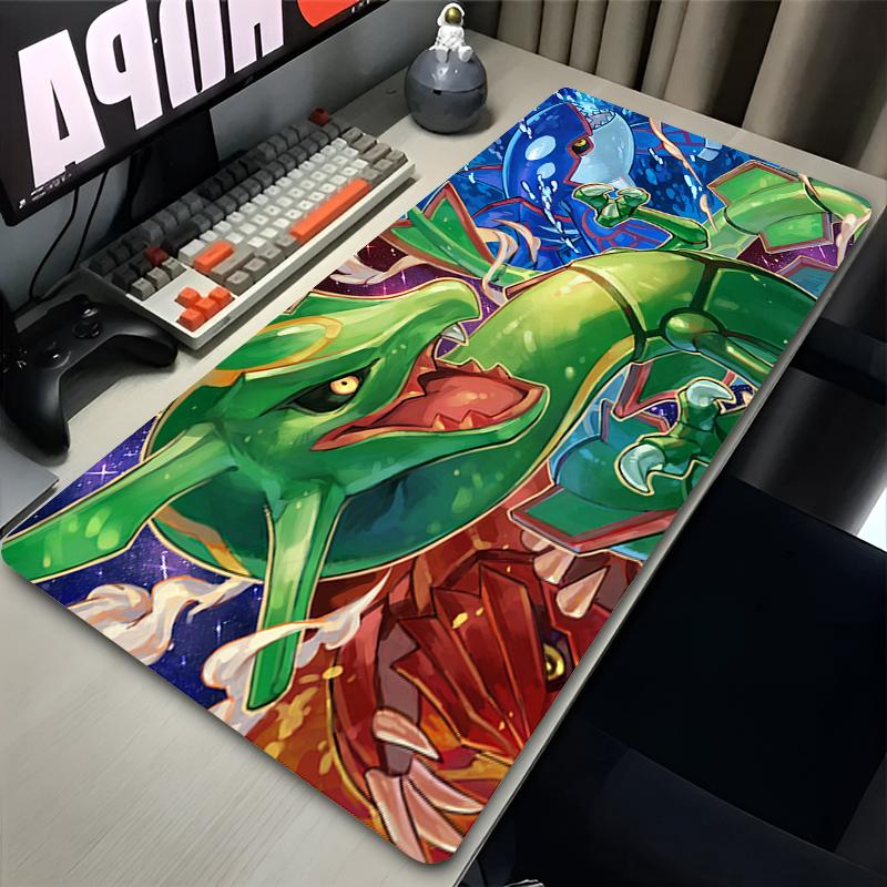 Green Dragon Clouds Mouse Pad XXL PC Japan Anime Rrayquaza Mousepad Laptop Ppokemons Gamer Cabinet Keyboard Rug Cool Desk Mat